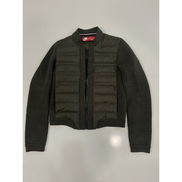 Nike Aeroloft 800 Fleece Tech Down Quilted Olive Stretch Jacket Bomber S - Picture 1 of 6
